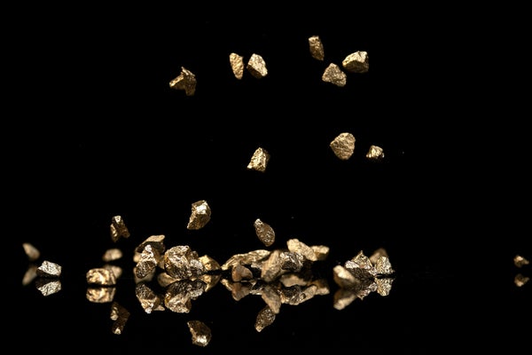 Gold nuggets in black