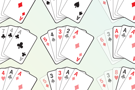 An array of poker hands