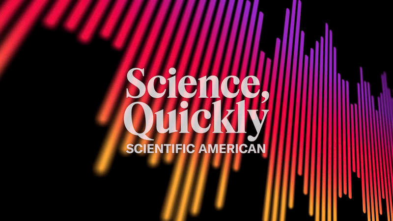 red and yellow sound waves pulsate beneath science quickly logo
