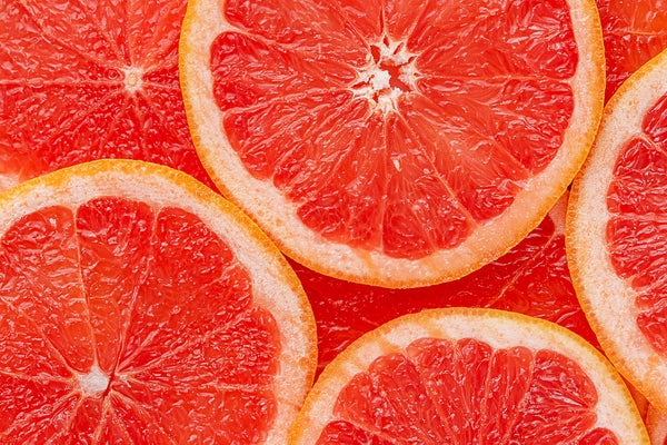 Red grapefruit, top view