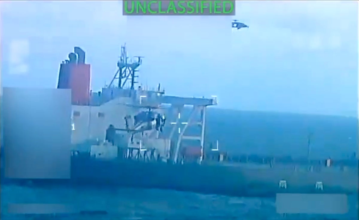 An oil tanker in a declassified video still
