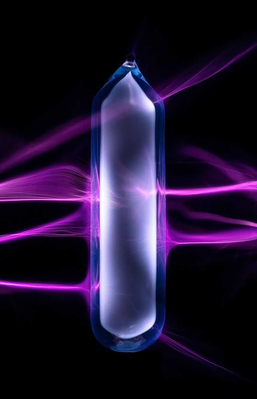 Excited xenon gas in a purple capsule