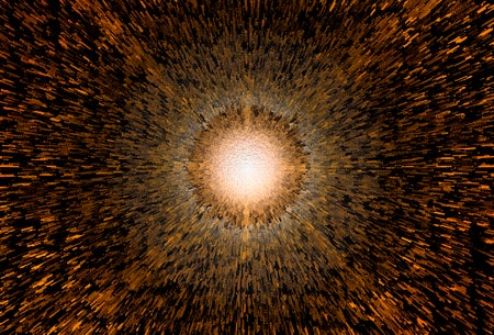 Abstract illustration of large, exploding gold circle