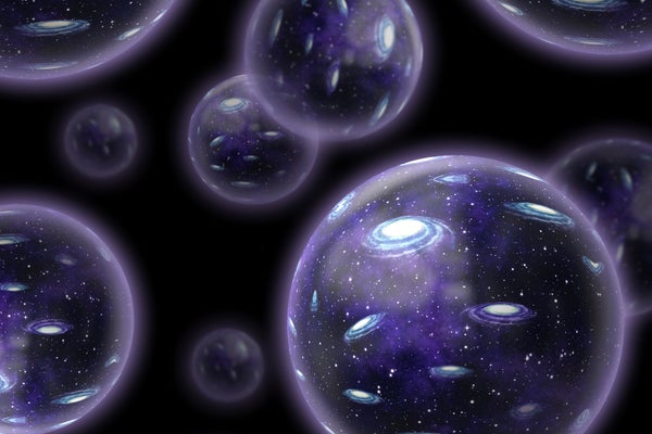 Illustration of a multiverse - purple bubbles.