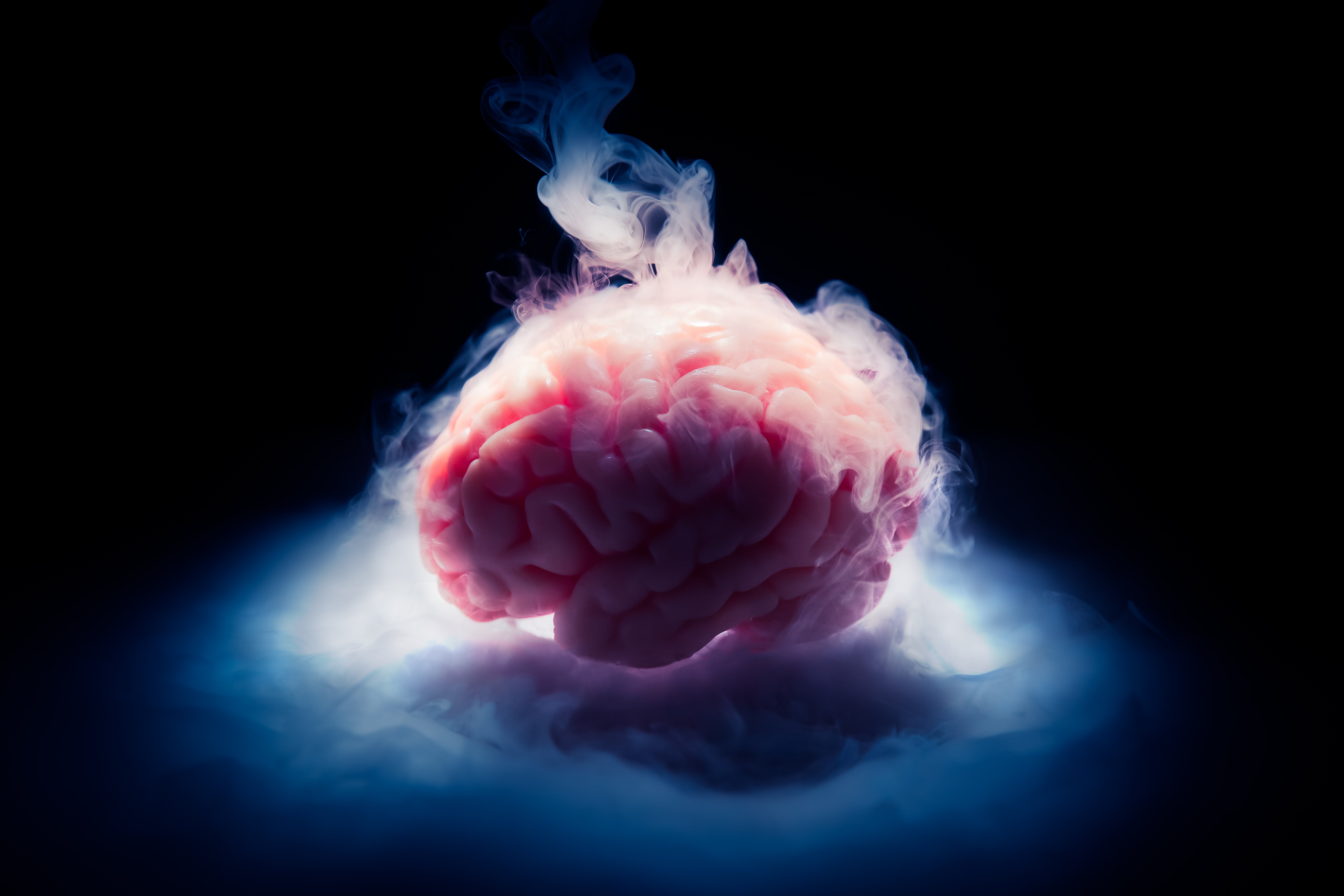 Frozen brain on a dark background.