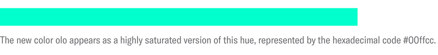 An illustration uses a digital color swatch to describe an approximation of the color olo.