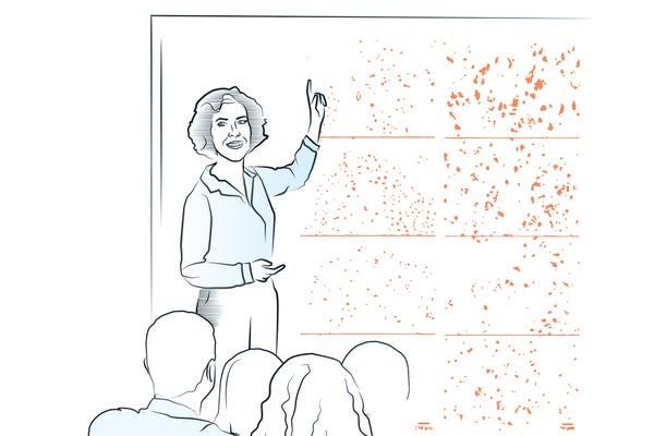 Illustration of Cynthia Lemere in front of a chalkboard