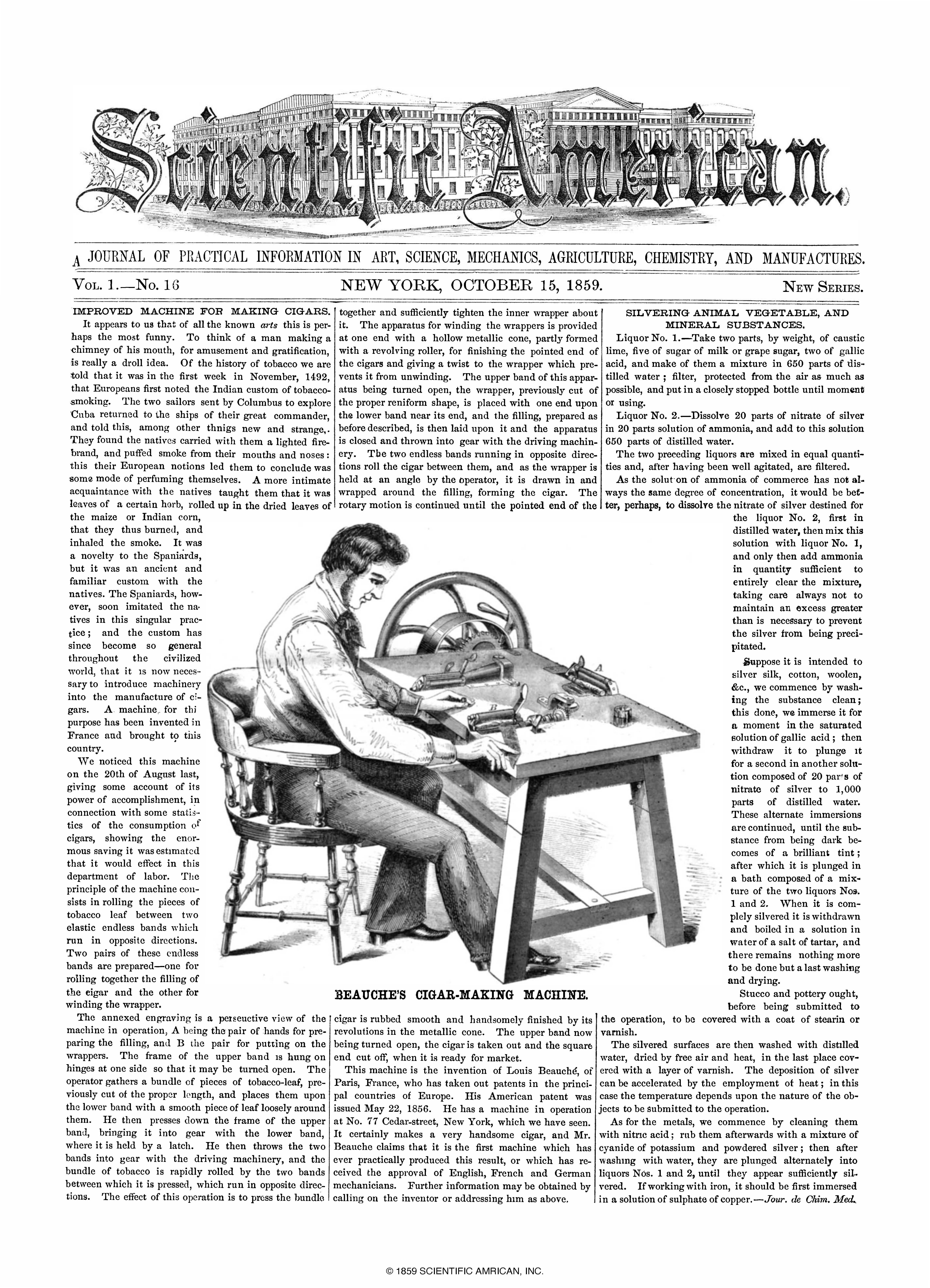 Scientific American Magazine Vol 1 Issue 16