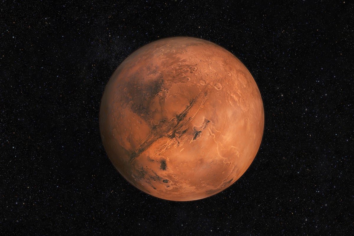 The planet Mars against a starry sky