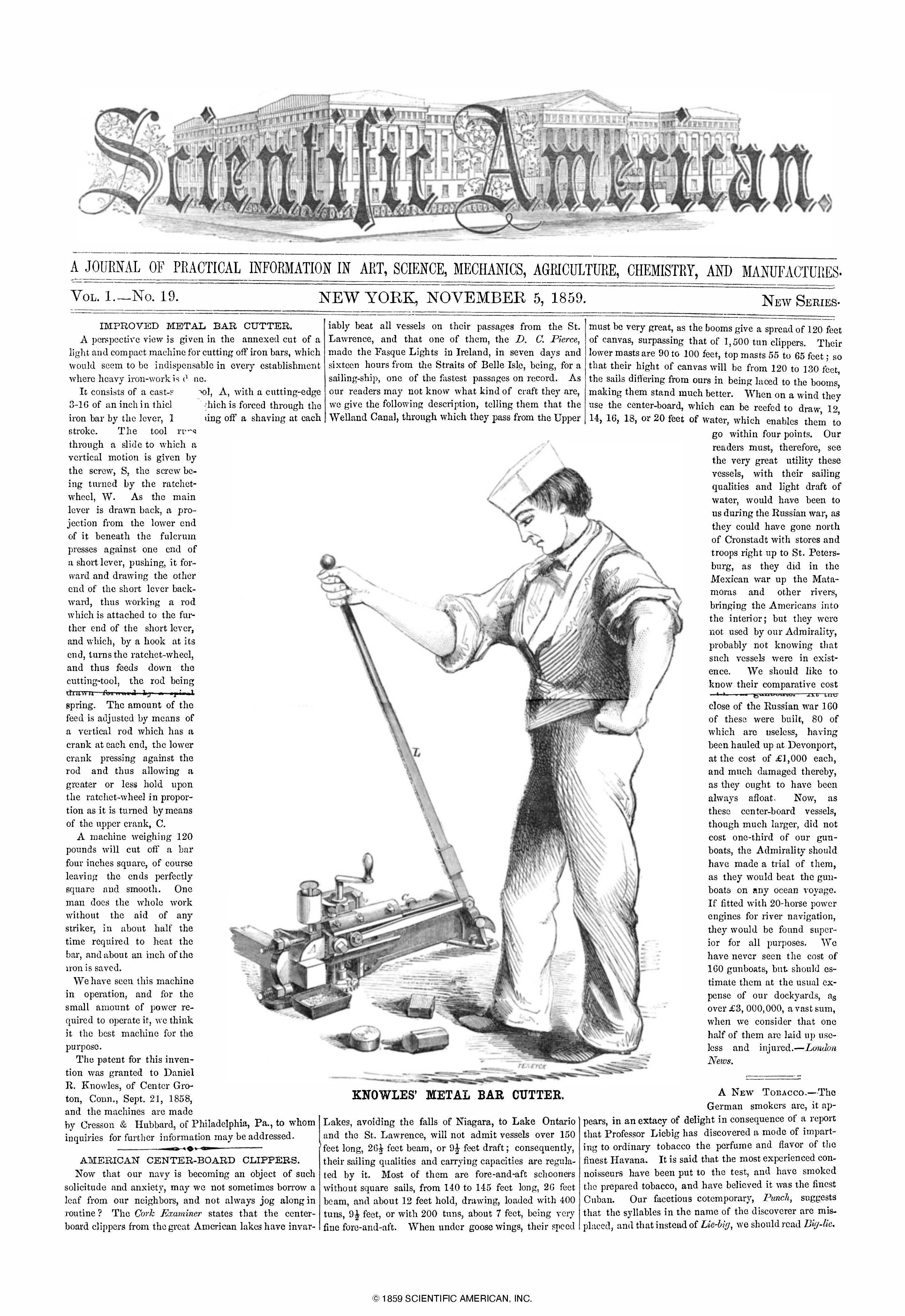 Scientific American Magazine Vol 1 Issue 19