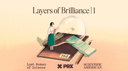 Layers of Brilliance illustration of a cartoon woman standing on a notebook