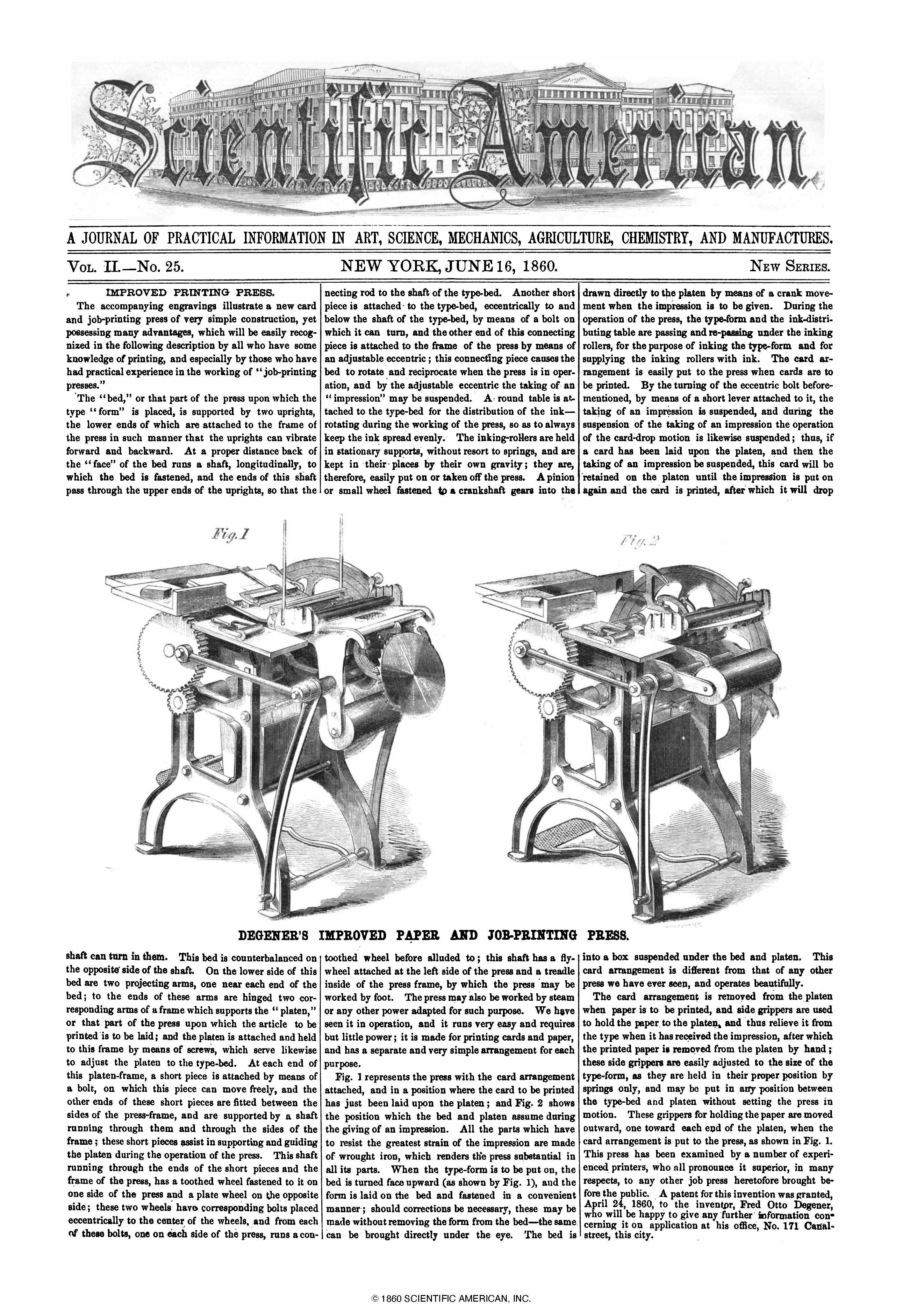 Scientific American Magazine Vol 2 Issue 25