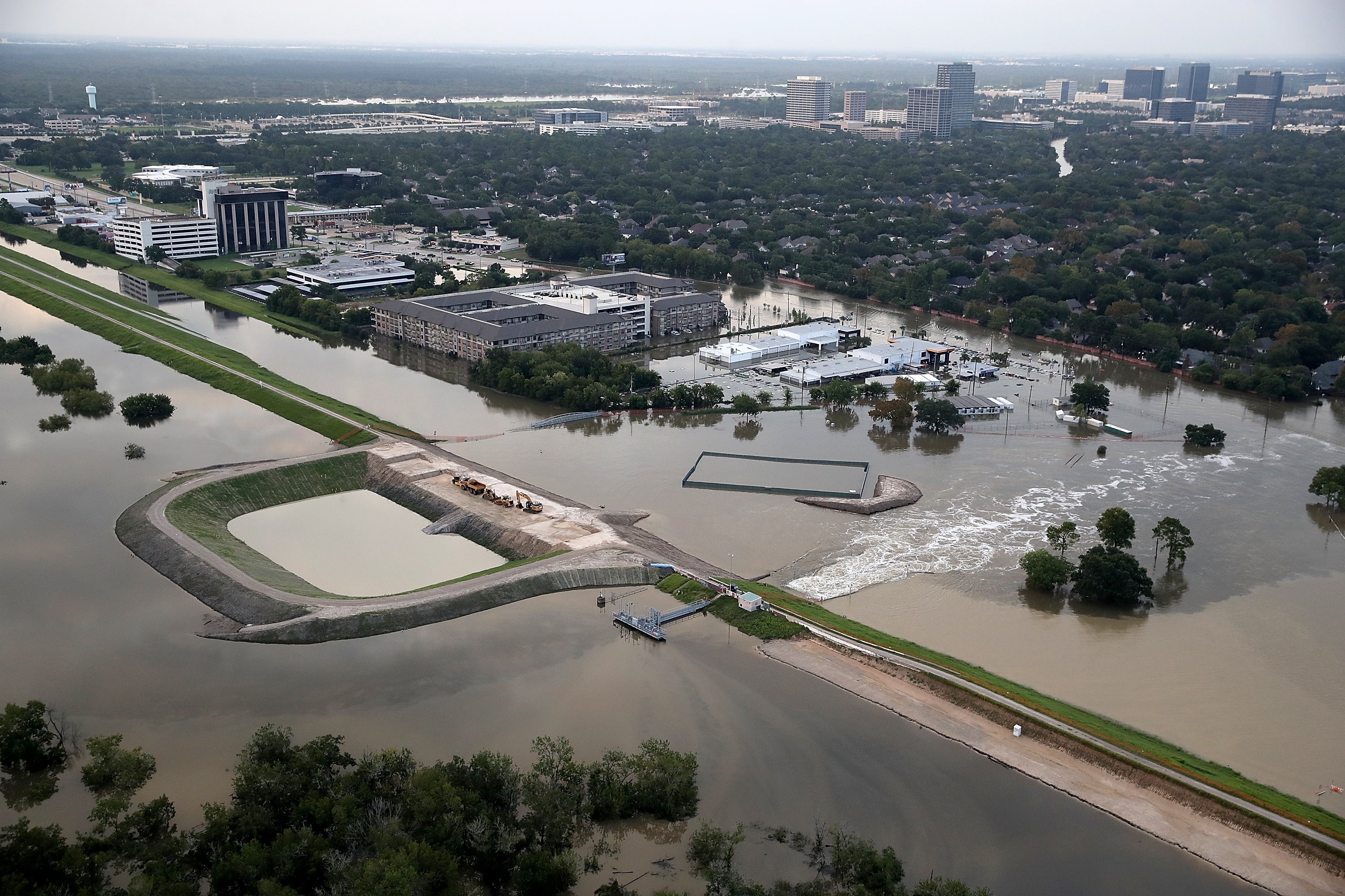 Aerial view of flooding in Houston, Texas