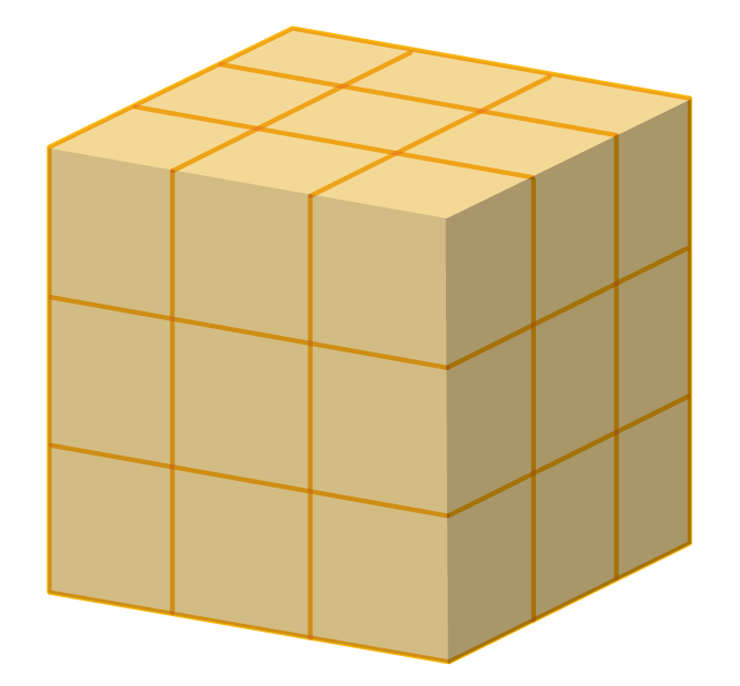 Graphic shows a cube made up of 27 smaller cubes.