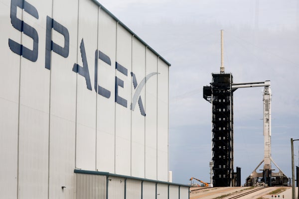 SpaceX's Polaris Dawn Falcon 9 rocket sits on Launch Complex 39A at NASA's Kennedy Space Center