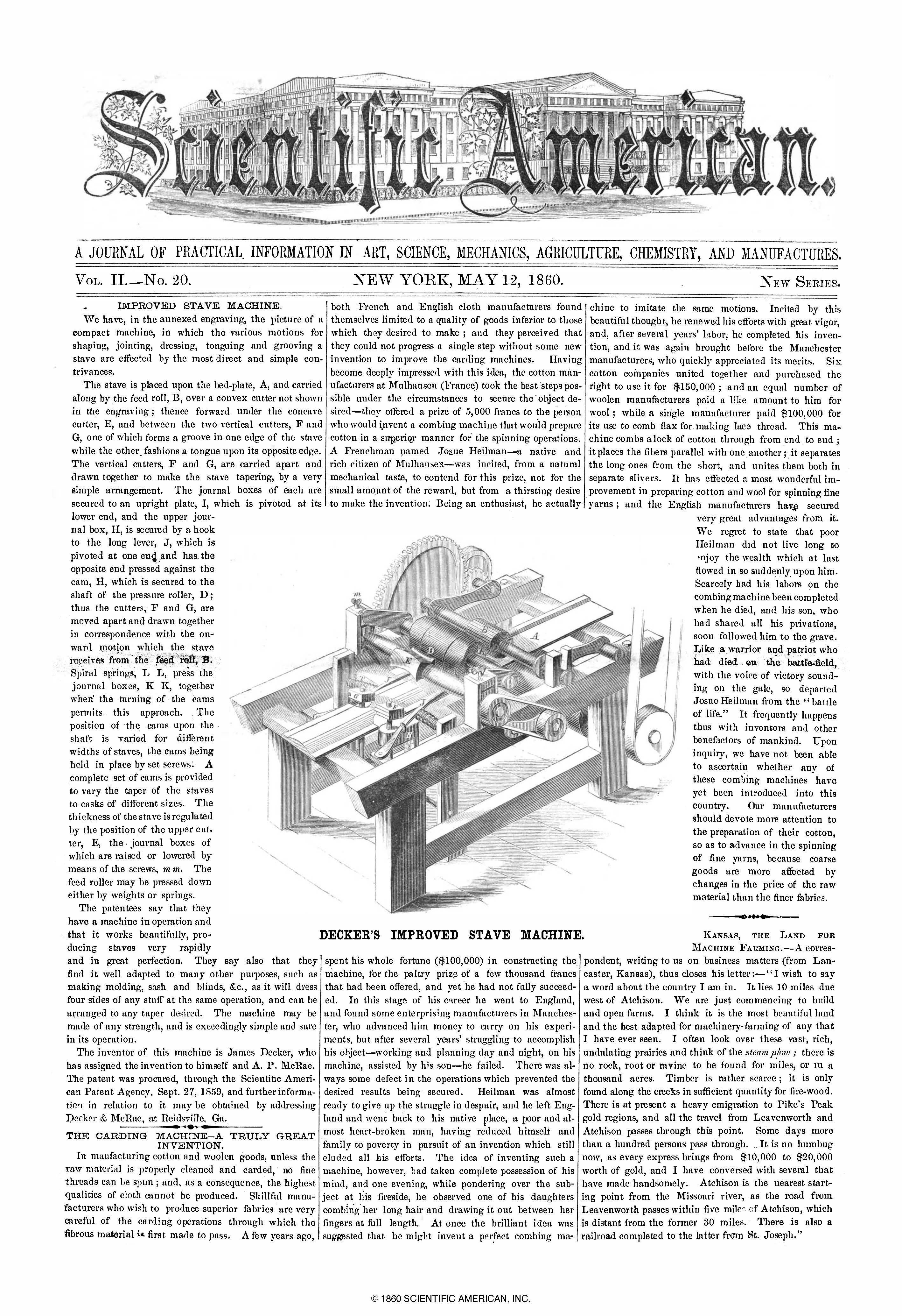 Scientific American Magazine Vol 2 Issue 20