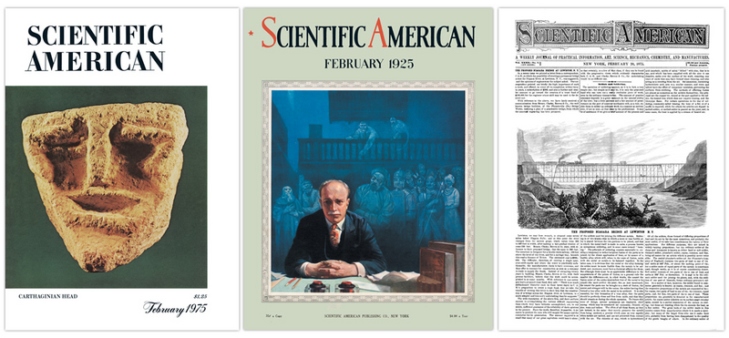 Cover of Scientific American from 1975, 1925 and 1875.