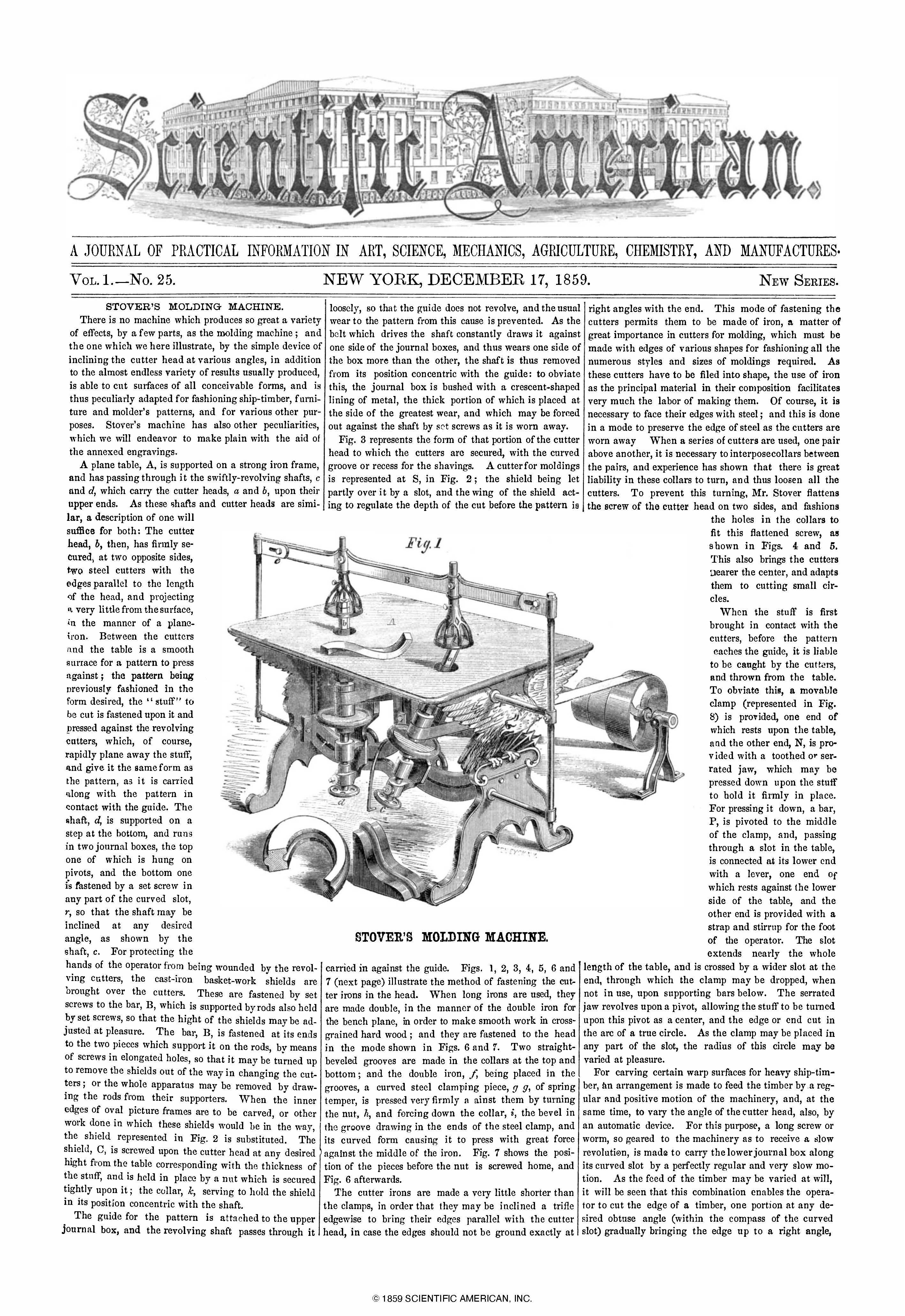 Scientific American Magazine Vol 1 Issue 25