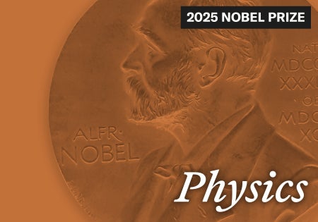 An image of a Nobel Prize medal tinted bronze with the word "Physics" atop it