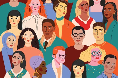 Illustration of a diverse crowd of people