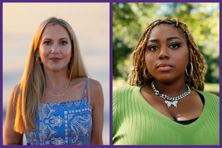 Side by side images of two women