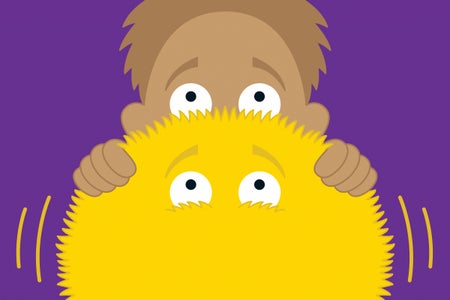 Scared person holding a scared fluffy robot