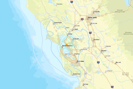 USGS map showing epicenter of San Francisco earthquake on September 22, 2025