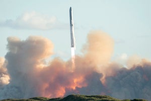 SpaceX's Starship launches during a test flight in 2025.