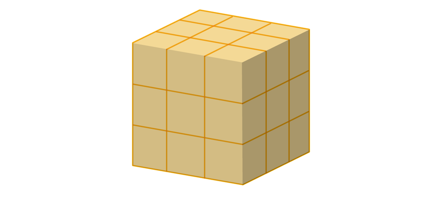 Graphic shows a cube made up of 27 smaller cubes.
