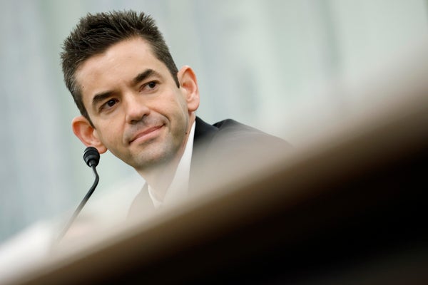 Jared Isaacman at a Senate confirmation hearing