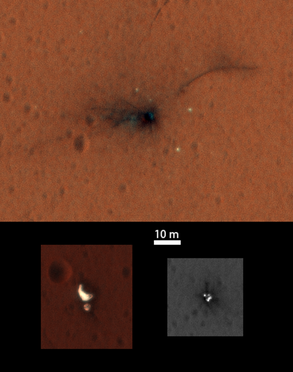Nuevas fotos a color revelan detalles del impacto del módulo Schiaparelli en Marte