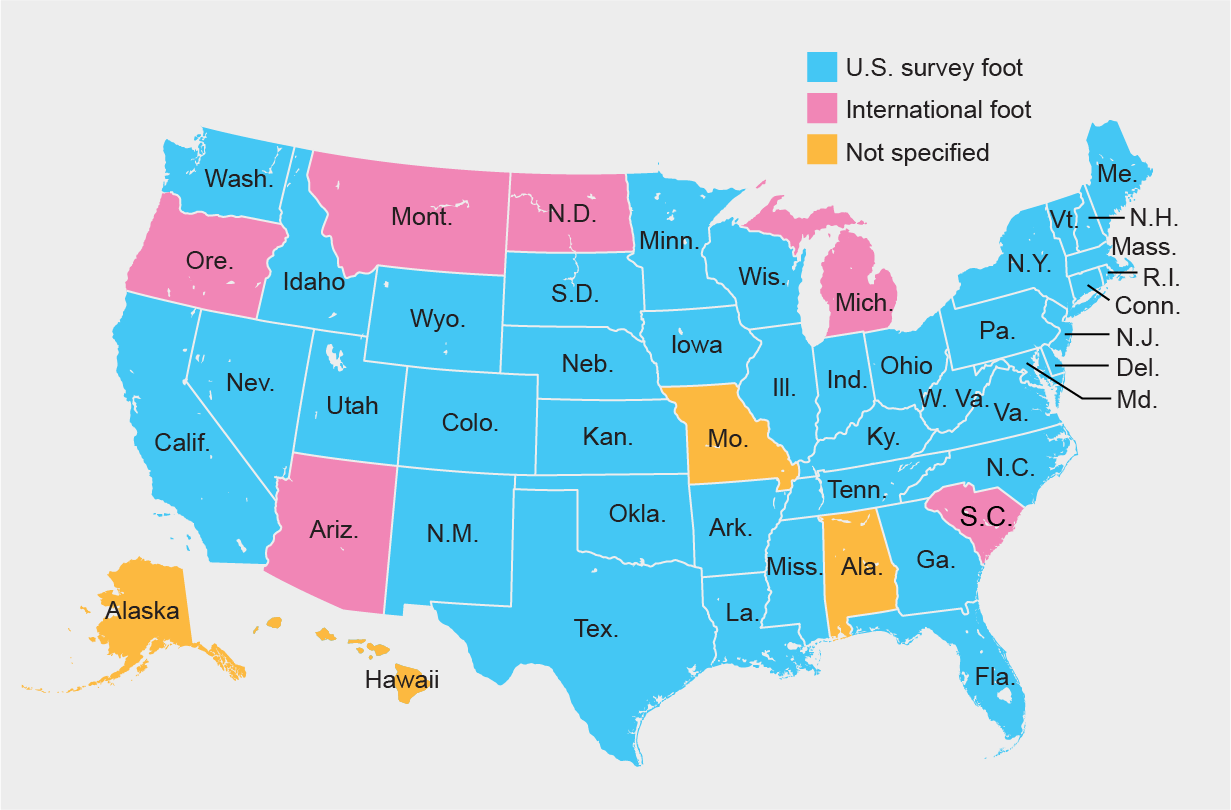 U.S. survey foot map