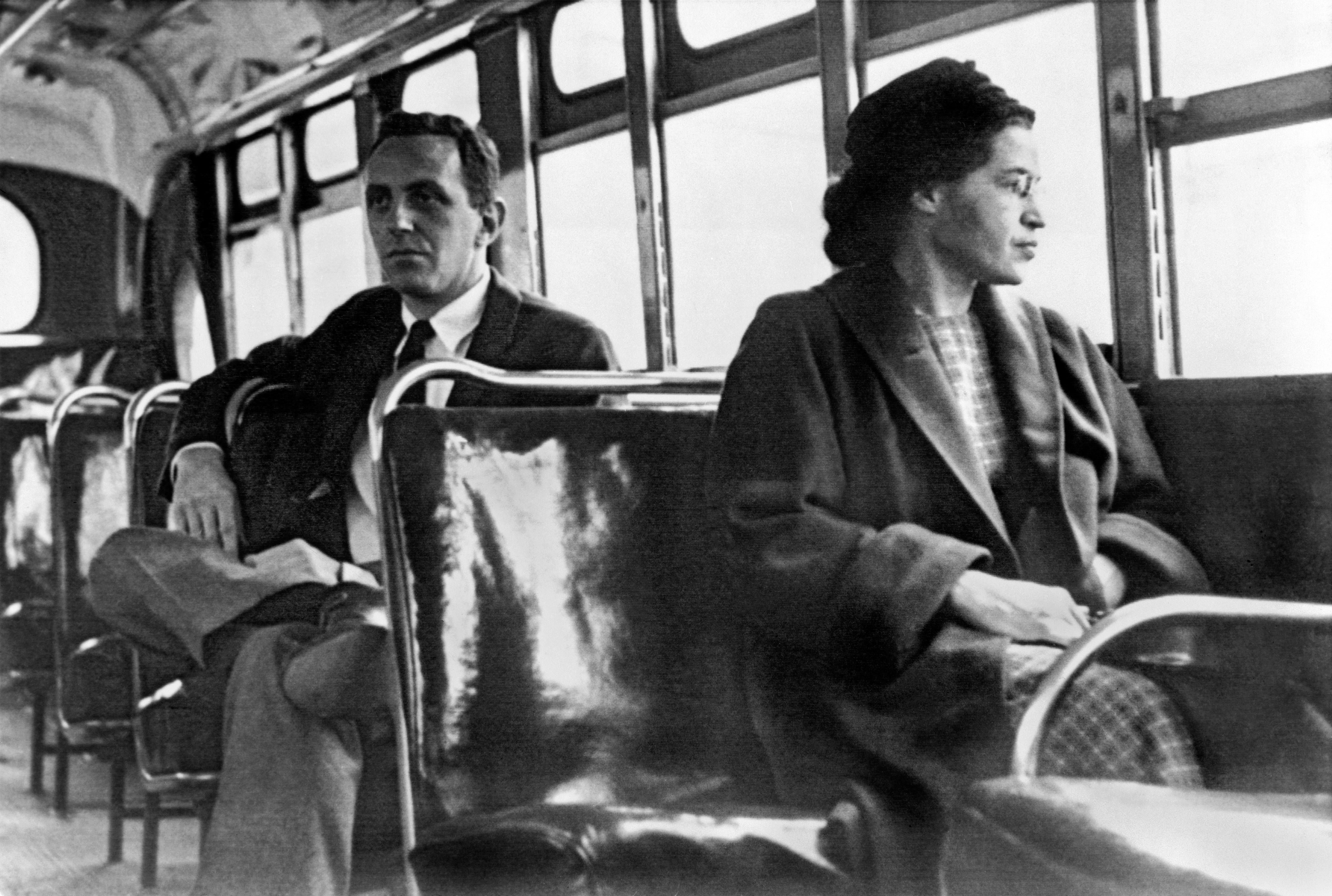 ROSA PARKS sitting on a bus