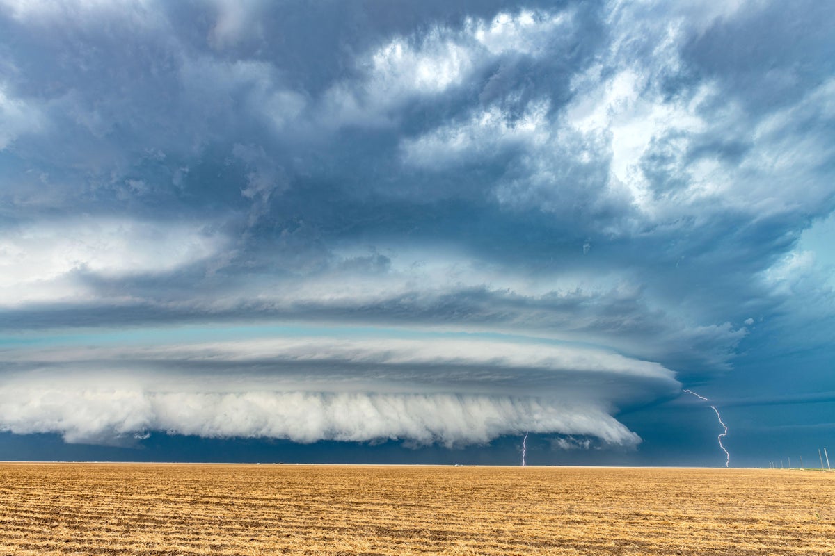 A supercell moving over the Great Plains.