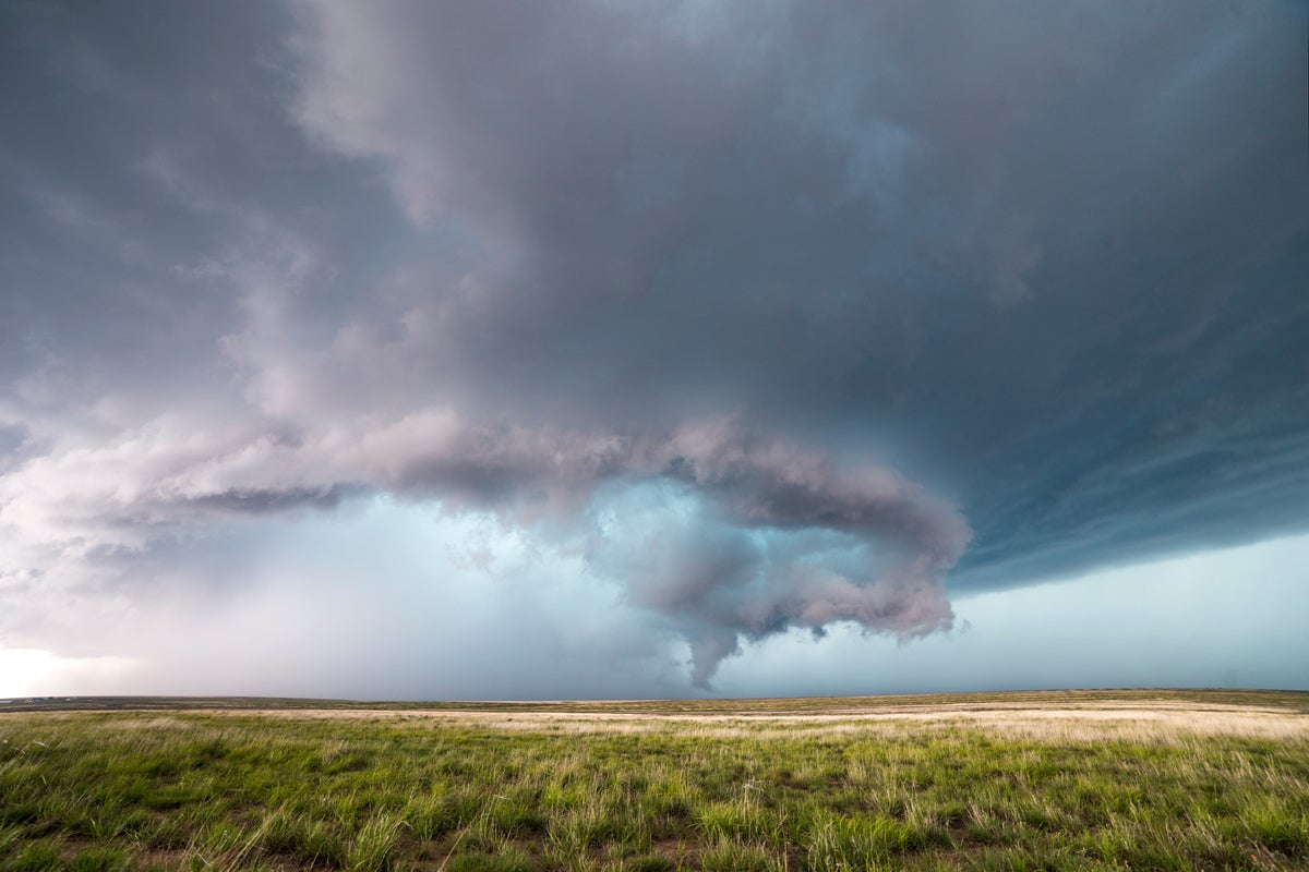 A supercell and tornado sweeping across Lamar, Colo.
