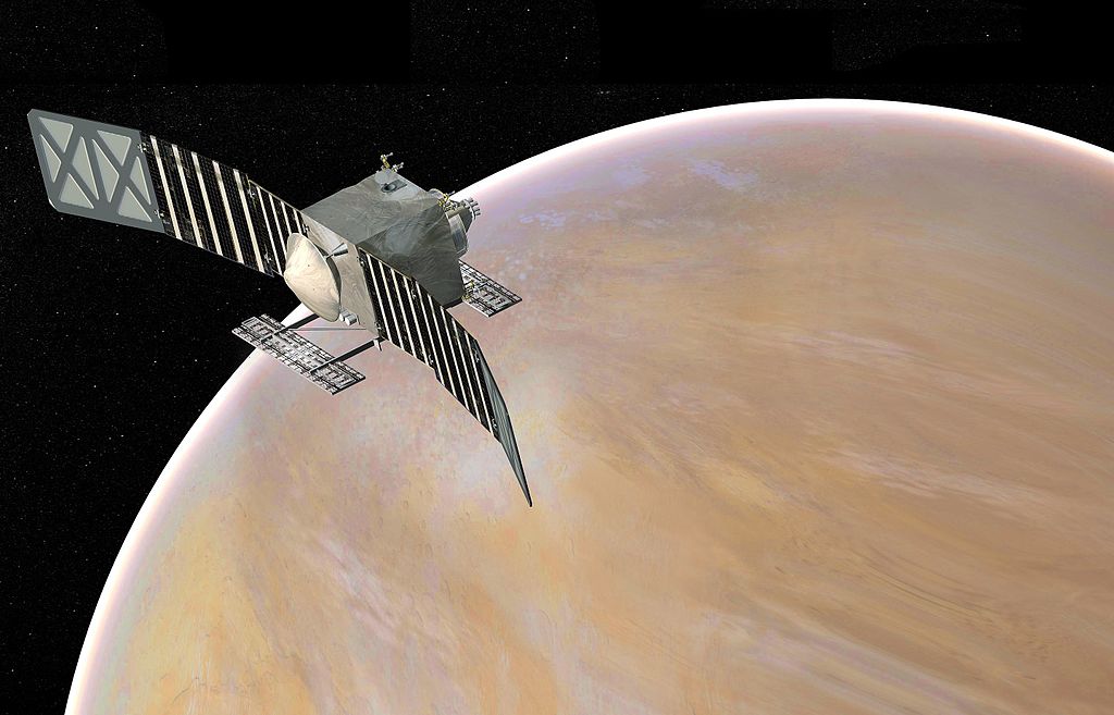 An illustration of the proposed VERITAS orbiter at Venus.