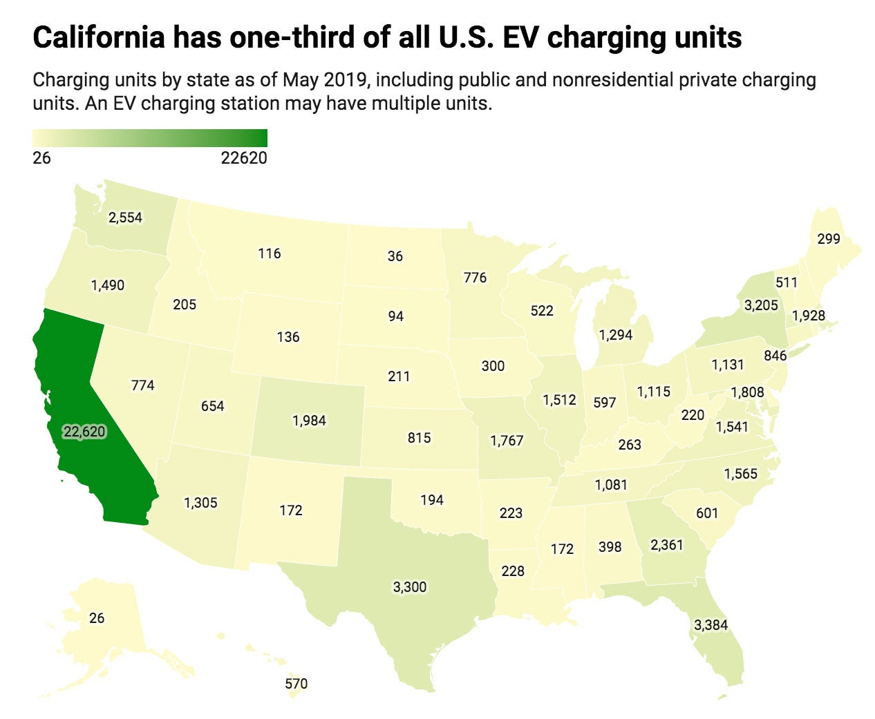 United States EV charging stations map