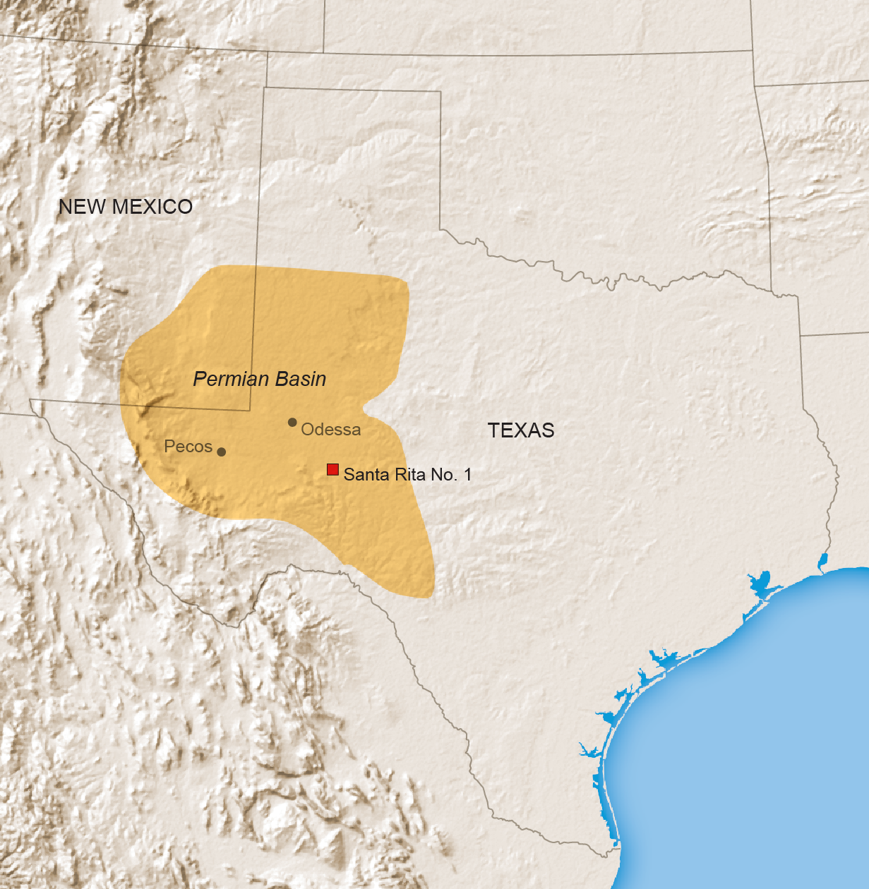 Map shows the location and extent of the Permian Basin.
