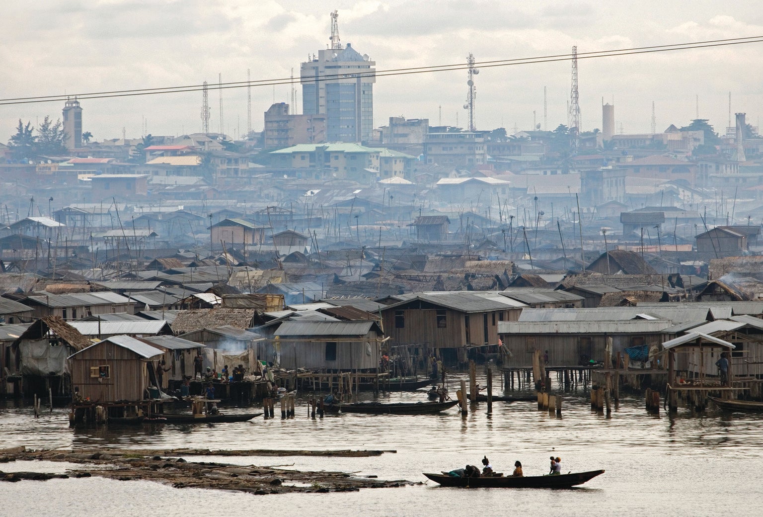 Flooded slum.