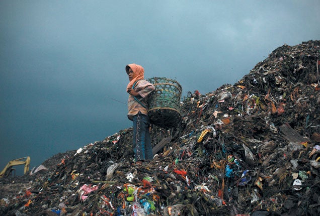 Mountains of plastics in Jakarta.