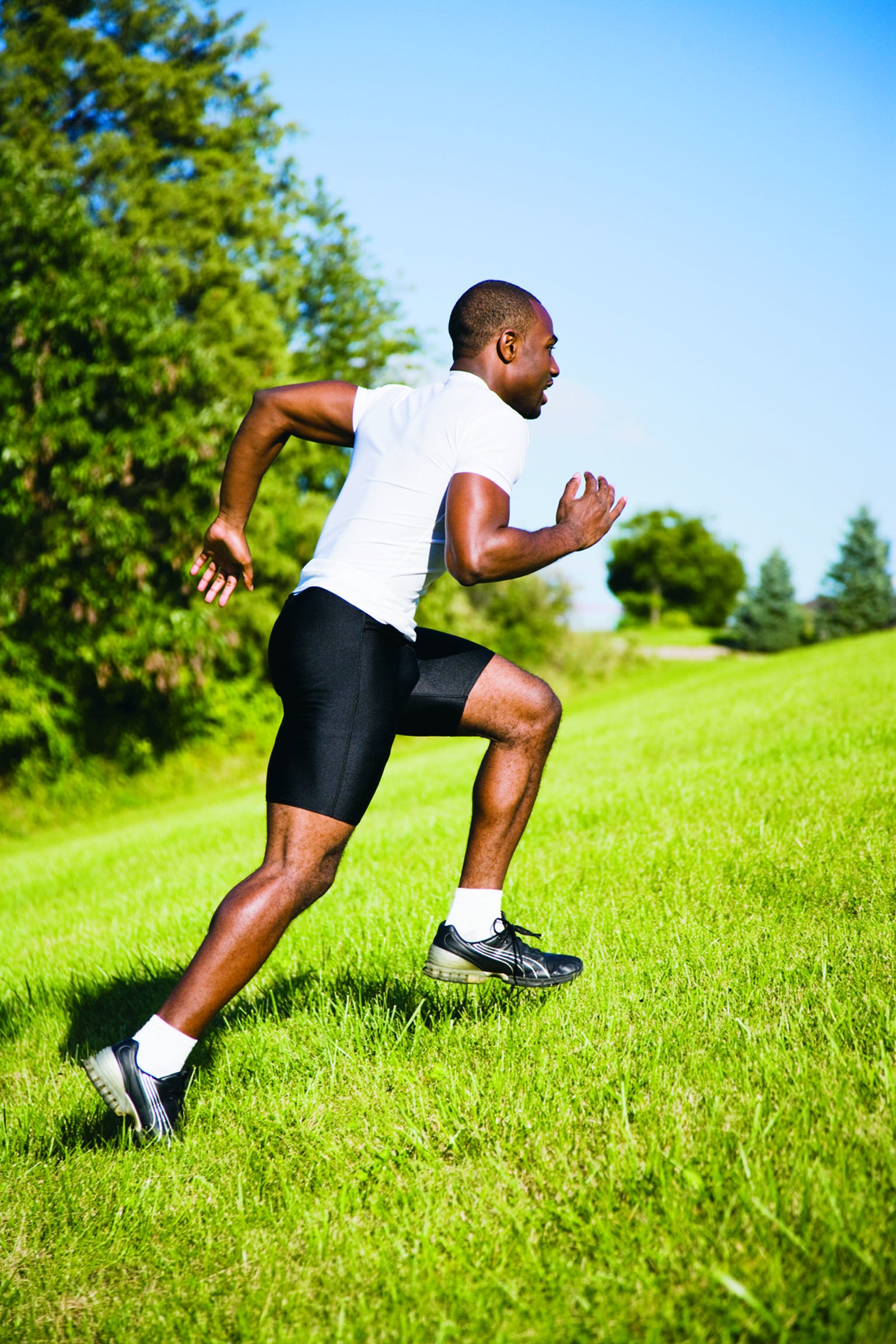 Man running at a park.