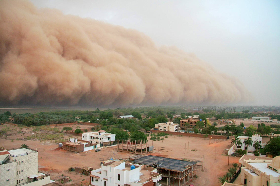 A haboob approaches the outskirts of Khartoum, the capital and largest city of Sudan. 