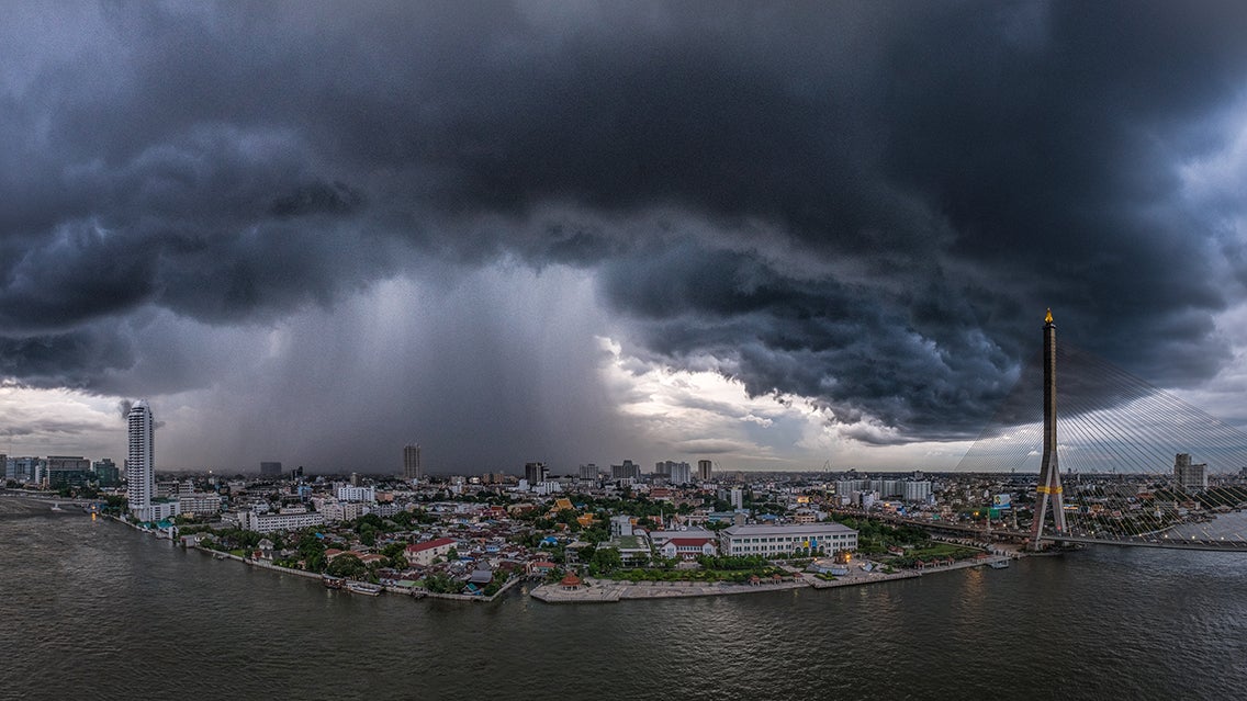 A microburst strikes in Bangkok, Thailand. 