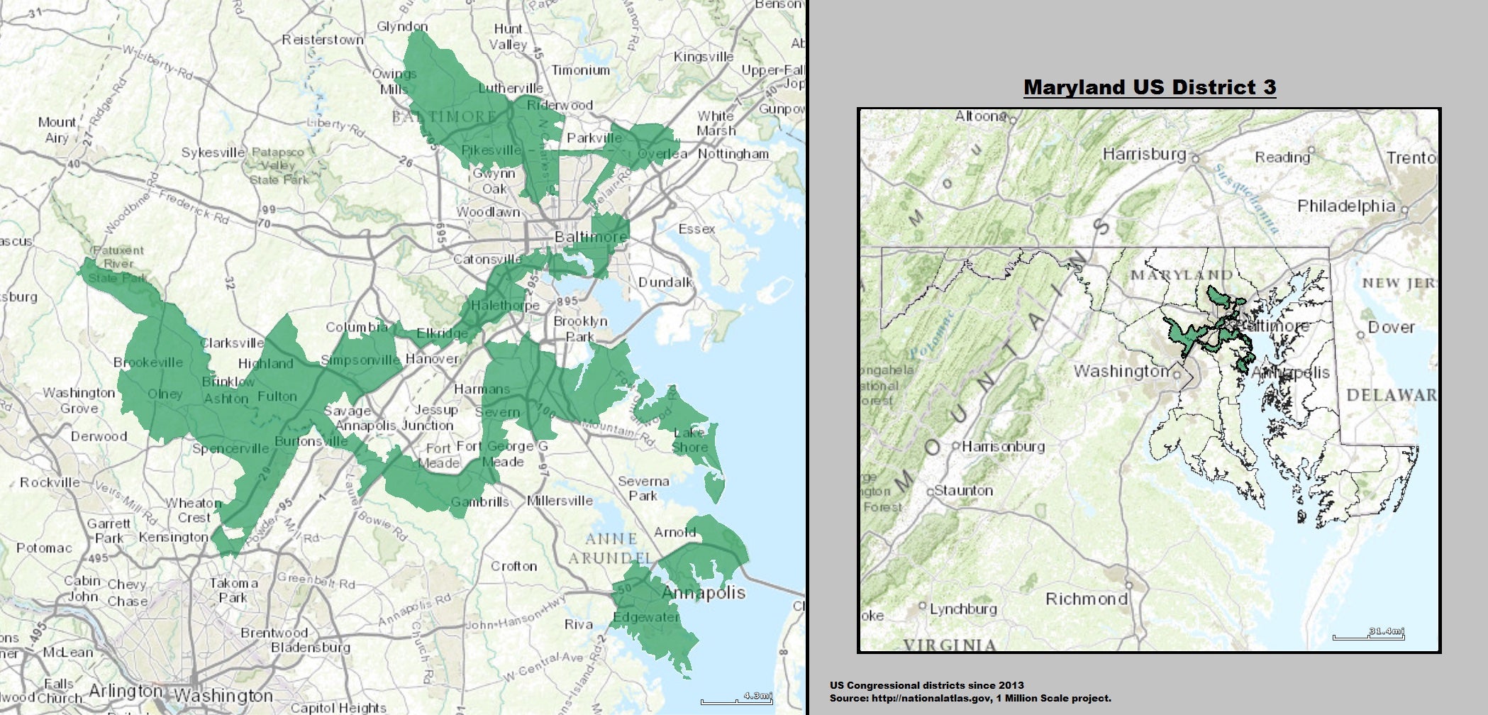 Geometry Reveals The Tricks Behind Gerrymandering Scientific American   Maryland US Congressional District 3 (since 2013 5) 