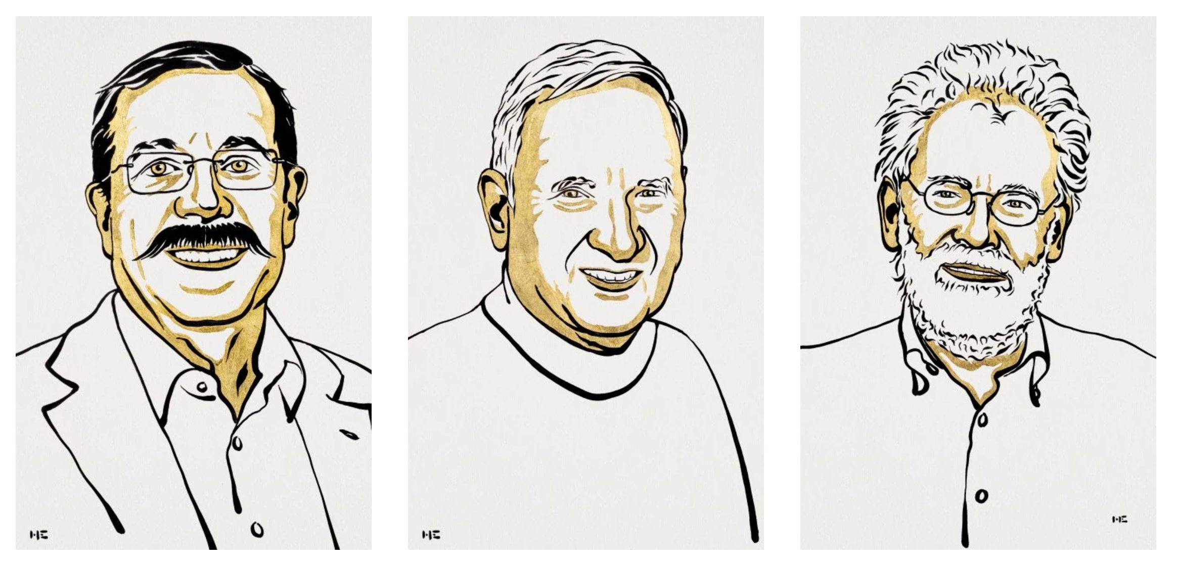 Alain Aspect, John F. Clauser and Anton Zeilinger portraits