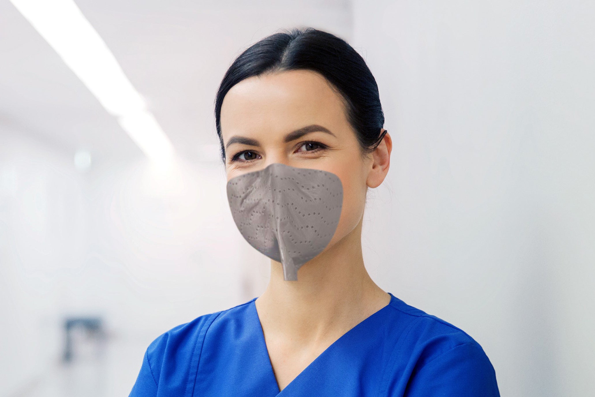 Strap-free ReadiMask adheres directly to the wearer’s skin.