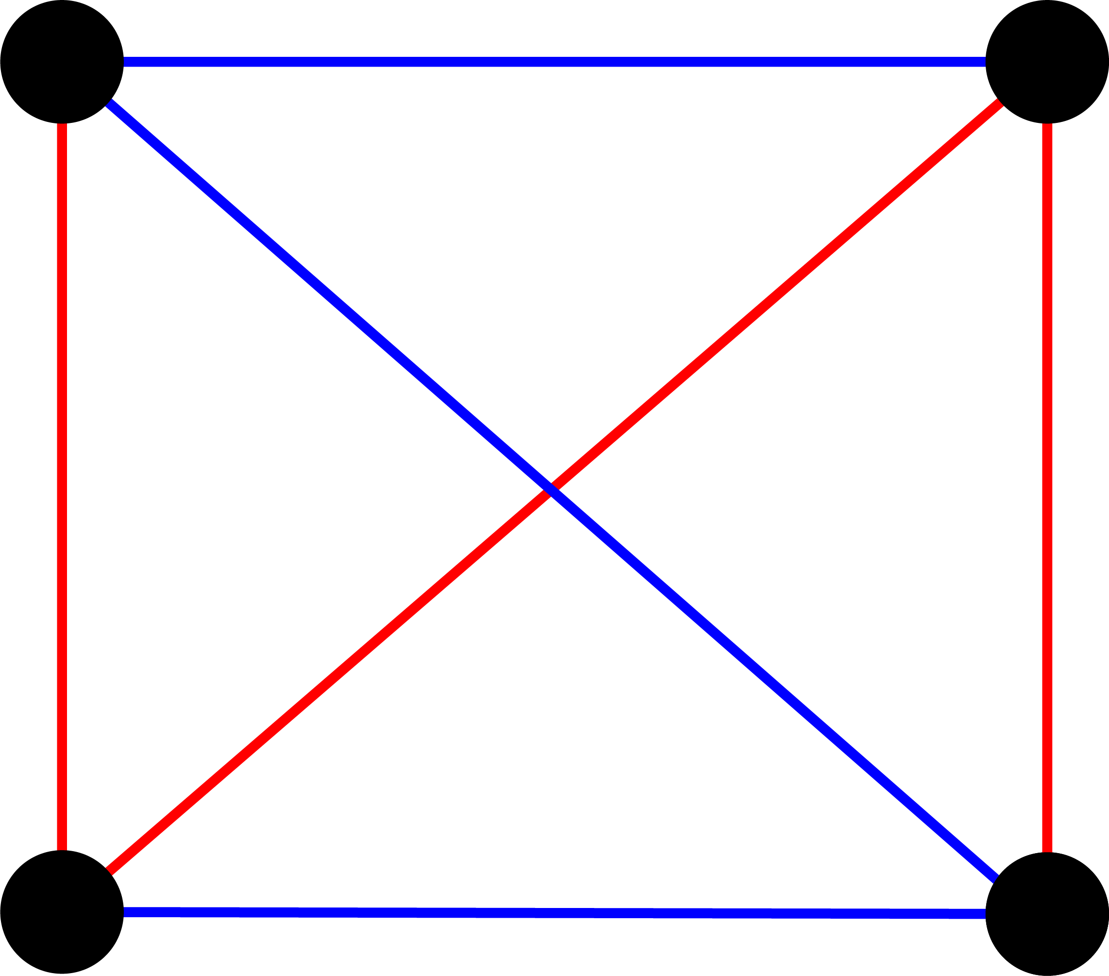 Bir X oluşturan iki ikiye bölen çizgi ile kare.