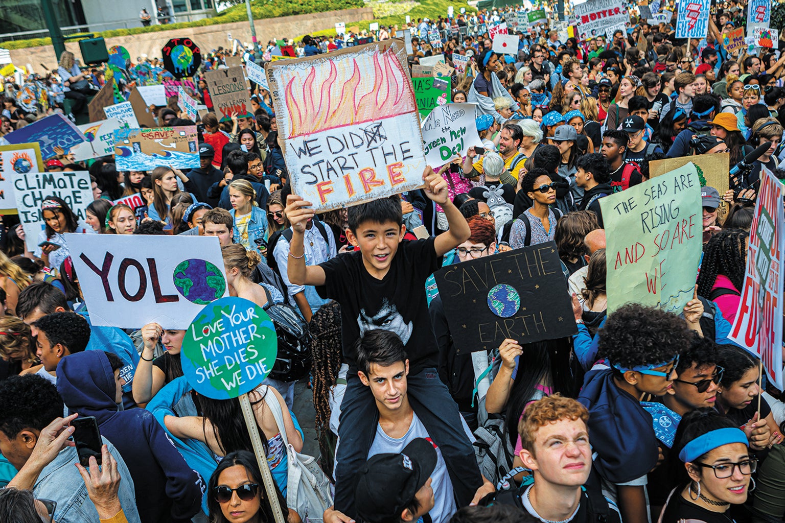 Young activists at a climate protest in New York City.