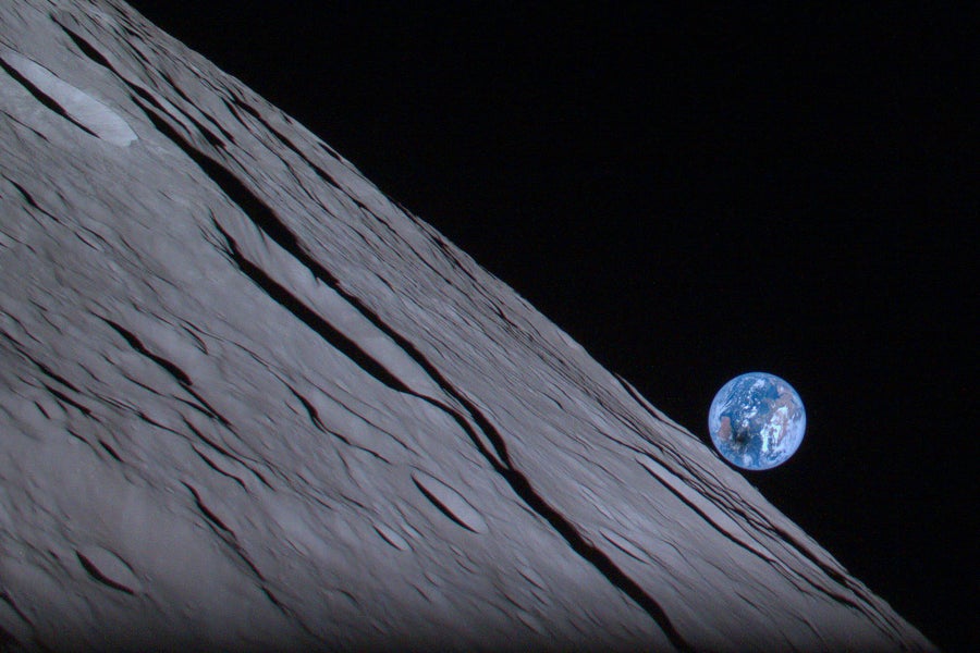 An image of the lunar Earthrise during solar eclipse,