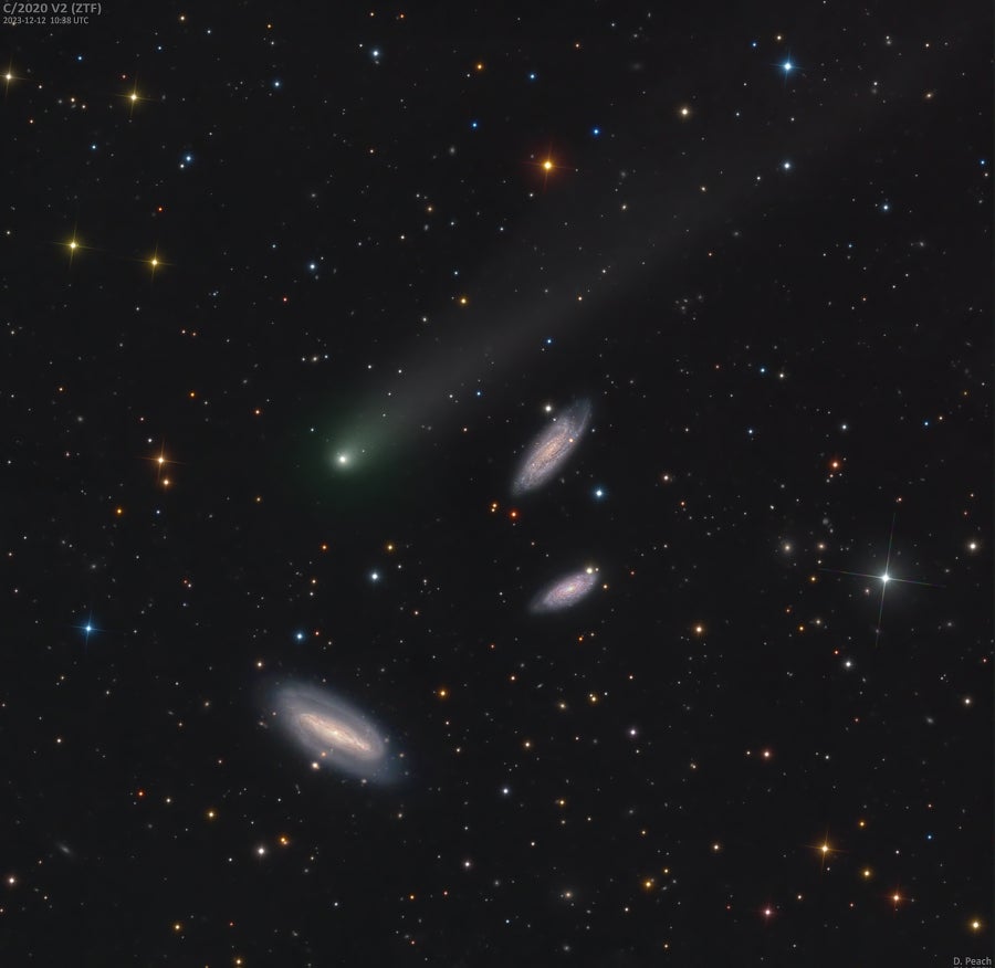 Comet and 3 galaxies